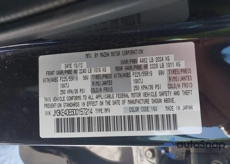 2013 Mazda Cx-5 Grand Touring z USA, uszkodzony, nr VIN JM3KE4DE6D0157214